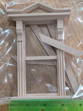 Load image into Gallery viewer, Dollhouse Miniature ~ 1:12 Scale, Non-Working Victorian Window with Moudling and Hooded Pediment
