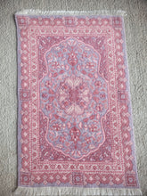 Load image into Gallery viewer, Dollhouse Miniature ~ Petit Point Pink Floral Design Rug - Ursula Sauerberg
