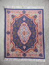 Load image into Gallery viewer, Dollhouse Miniature ~ Petit Point Oriental Medallion Rug with Blue and Pink Accents - Ursula Sauerberg
