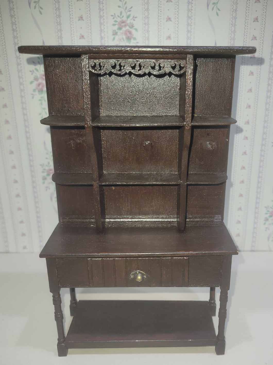 Dark Wooden Hutch w/ Functional Drawer