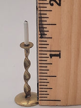 Load image into Gallery viewer, Dollhouse Miniature ~ 1:12 Scale, Twisted Brass Candle Holder with Candlestick
