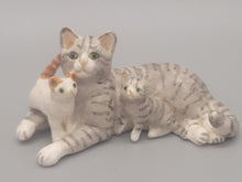 Load image into Gallery viewer, Resin Grey Tabby Cat Laying with Kittens
