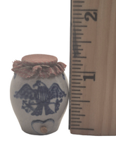 Load image into Gallery viewer, Eileen Vernon – Large Pottery Jug with Handpainted Bird, Heart Cutout and Fabric Lid
