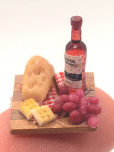 Load image into Gallery viewer, Dollhouse Miniature ~ 1:24 Scale, Wine and Cheese Charcuterie Board
