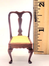 Load image into Gallery viewer, Dollhouse Miniature ~ 1:24 Scale, Mahogany Side Chair with Yellow Fabric Seat
