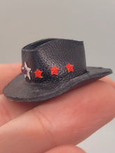 Load image into Gallery viewer, Dollhouse Miniature ~ Black Leather Cowboy Hat with Star Decorations
