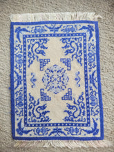 Load image into Gallery viewer, Dollhouse Miniature ~ Petit Point Blue and White Oriental Rug - Ursula Sauerberg
