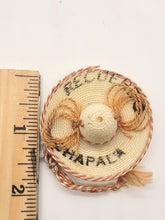 Load image into Gallery viewer, Dollhouse Miniature ~ 1:12 Scale, Tan Sombrero with &#39;Recuerdo Chapala&#39; On Brim
