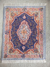 Load image into Gallery viewer, Dollhouse Miniature ~ Petit Point Oriental Medallion Rug with Blue and Pink Accents - Ursula Sauerberg

