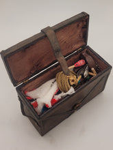Load image into Gallery viewer, Dollhouse Miniature ~ 1:12 Scale, Leather Chest with Southwest Accessories Inside
