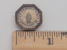 Load image into Gallery viewer, ¾&quot; Sailor&#39;s Valentine - Ship Drawing Emblem Surrounded by Rope and Gray Shells – by Pam Friend
