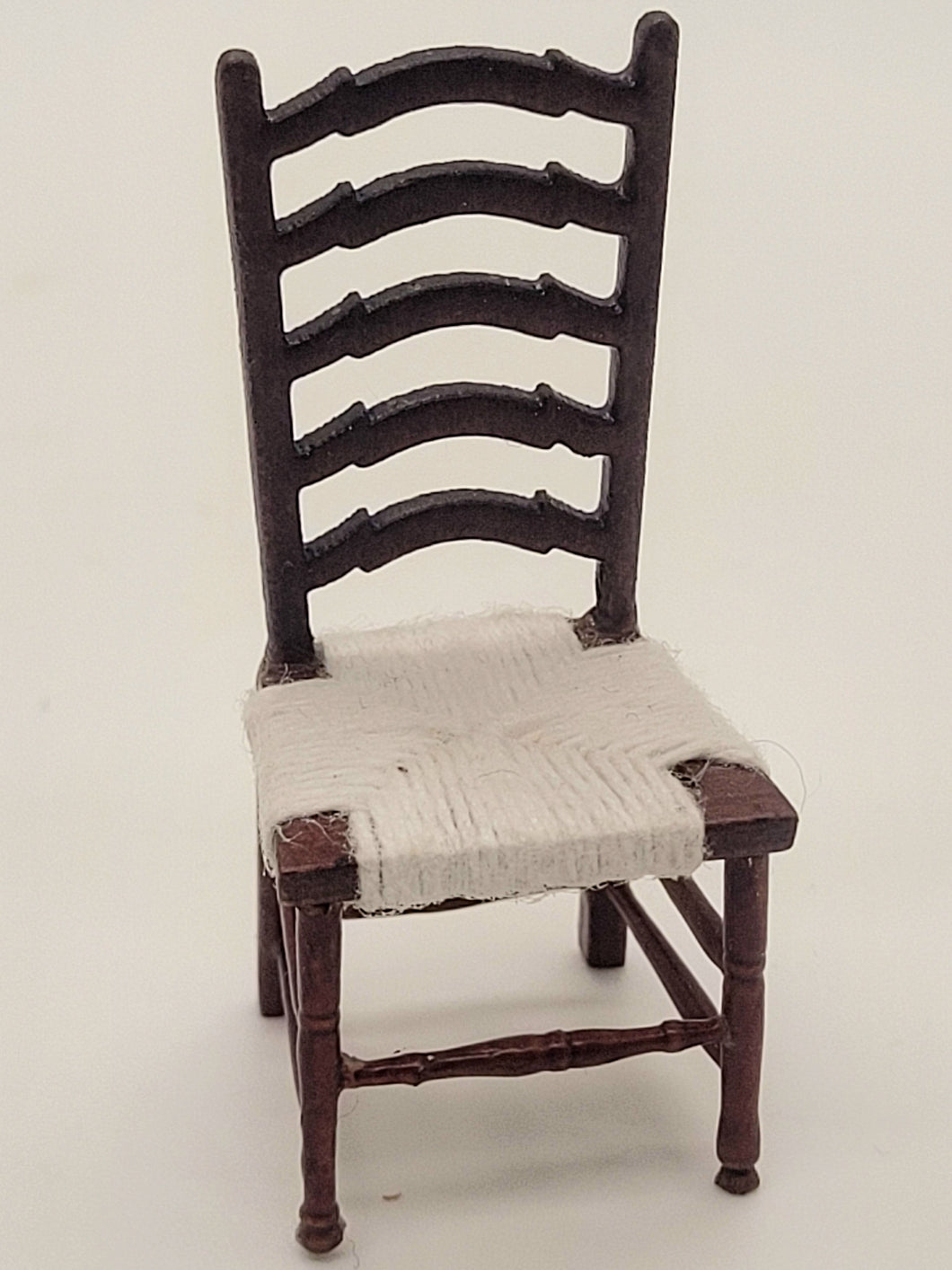 Dollhouse Miniature ~ 1:24 Scale, Ladderback Chair with Threaded Seat