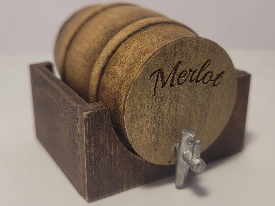 Merlot Barrel in Wooden Holder