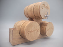 Load image into Gallery viewer, Large Triple Wooden Barrel Display Set - Chablis, Riesling, and Pinot Noir

