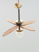 Load image into Gallery viewer, Dollhouse Miniature ~ 1/2&quot; Scale, 4-Arm Fan with Gold Leaf Detailing &amp; Round Cieling Light

