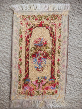 Load image into Gallery viewer, Dollhouse Miniature ~ Petit Point Flower Medallion with Arch and Floral Border Rug - Ursula Sauerberg
