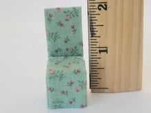 Load image into Gallery viewer, Dollhouse Miniature ~ 1:24 Scale, Teal Floral Fabric Table and Chair 3pc Set
