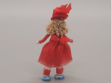 Load image into Gallery viewer, 1&quot; Blonde Doll in Red Dress and Hat – by Cheryl Warder
