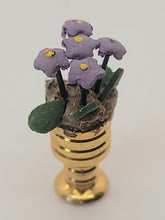 Load image into Gallery viewer, Dollhouse Miniature ~ Purple Flowers in Golden Vase
