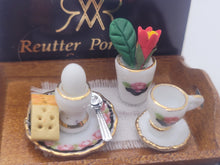 Load image into Gallery viewer, Dollhouse Miniature ~ 1:12 Scale, Breakfast Tray with Black Rose China Pattern - By Reutter Porcelain

