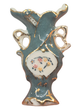 Load image into Gallery viewer, Ron Benson - Green handpainted Porcelain Vase with Gold Accents
