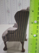 Load image into Gallery viewer, 2pc Striped Light Pink &amp; Purple Arm Chair and Foot Stool
