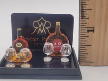 Load image into Gallery viewer, Dollhouse Miniature ~ 2 Cognac Bottles with Glasses by Reutter Porcelain
