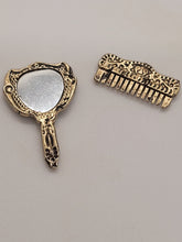 Load image into Gallery viewer, Dollhouse Miniature ~ 1:12 Scale, Reutter Porcelain Metal Mirror and Hair Comb 2pc Set
