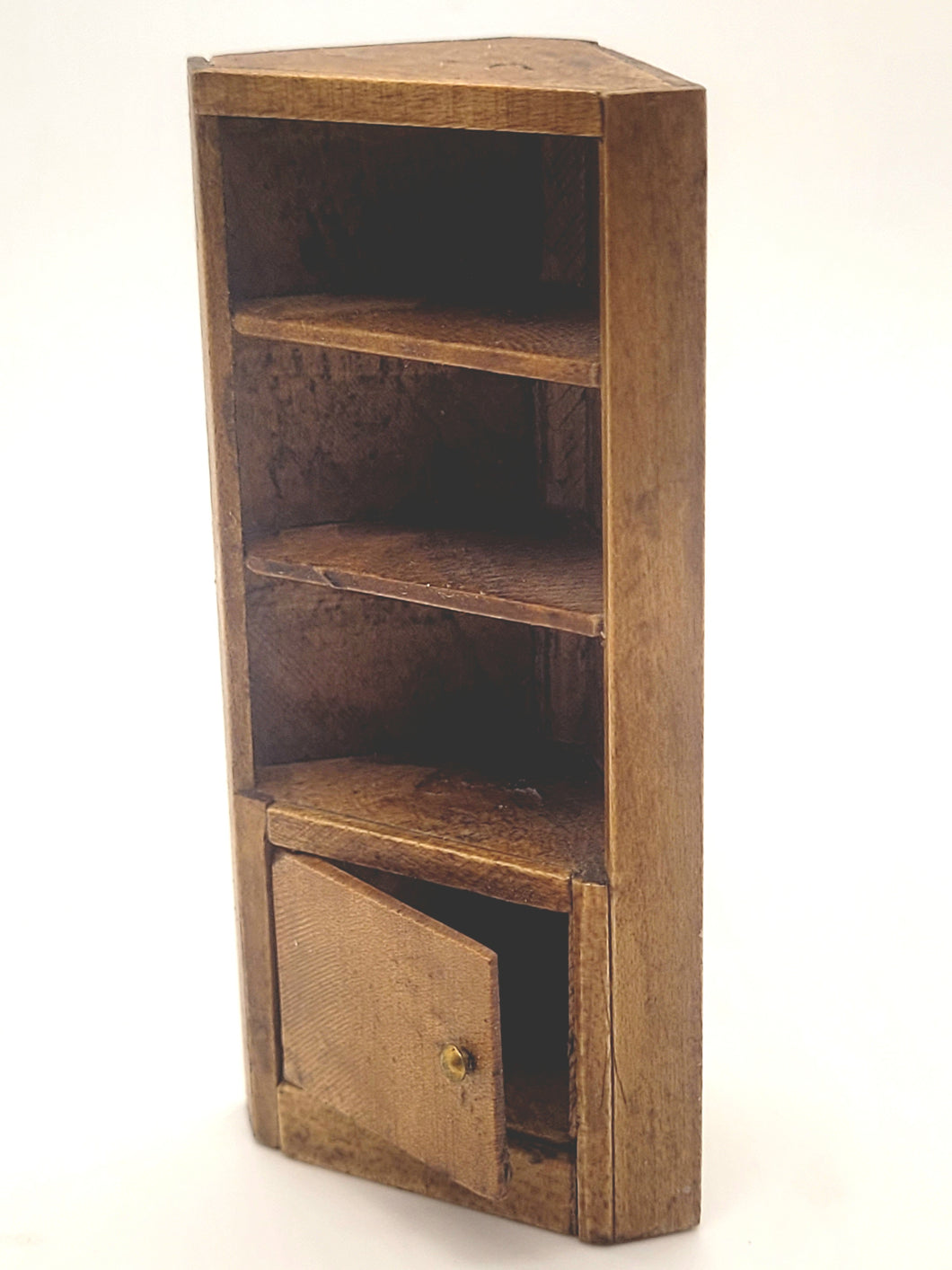 Dollhouse Miniature ~ 1:24 Scale, Wooden Corner Shelf - Signed Bottom