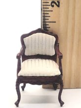 Load image into Gallery viewer, Dollhouse Miniature ~ 1:24 Scale, Striped Beige Mahogany Chair
