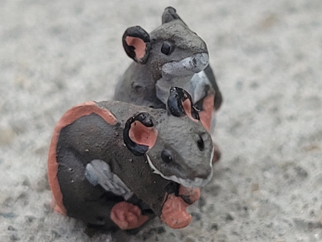 2 Tiny Mice Made of Resin