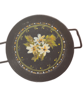 Load image into Gallery viewer, Metal Kitchen Serving Dish w/ Handpainted Flowers – Signed E.T.
