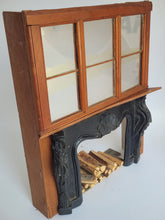 Load image into Gallery viewer, Large Wooden Fireplace &amp; Mirror Mantle with Logs (As Is)
