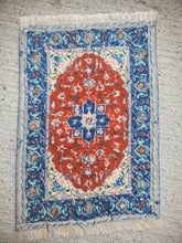 Load image into Gallery viewer, Dollhouse Miniature ~ Petit Point Turkish-Style Red and Navy Accents Rug Ursula Sauerberg
