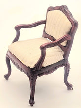 Load image into Gallery viewer, Dollhouse Miniature ~ 1:24 Scale, Striped Beige Mahogany Chair
