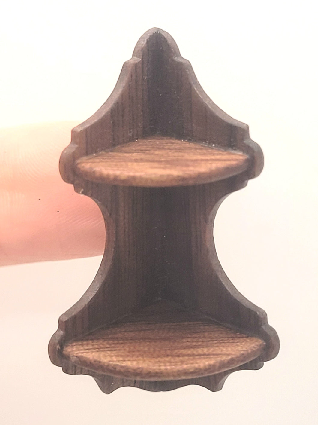 Dollhouse Miniature ~ 1:24 Scale, Wooden Corner Shelf 2 Tier