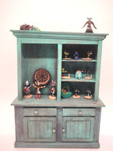 Load image into Gallery viewer, Dollhouse Miniature ~ 1:12 Scale, Turquoise Display Shelf with Native Figurines and Art
