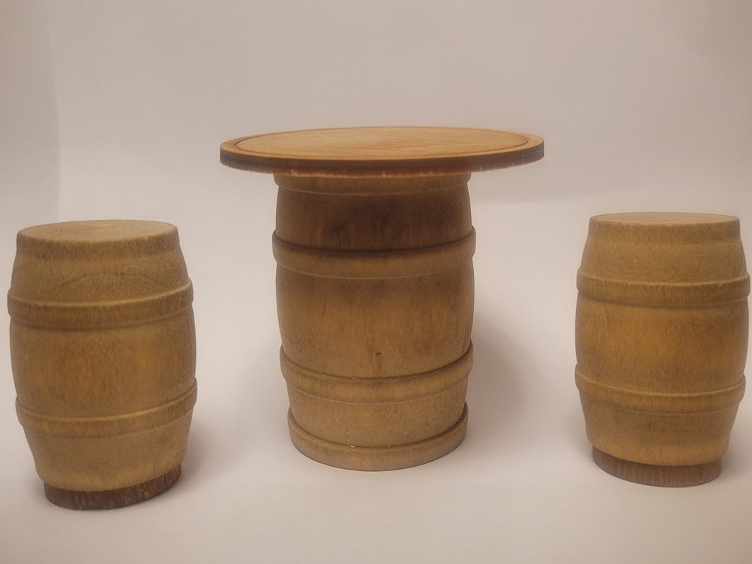 Wooden Barrel Table & Seats