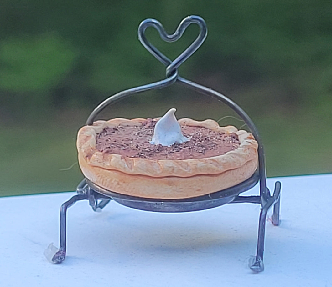Pumpkin Pie on Metal and Wire Serving Dish