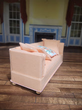 Load image into Gallery viewer, Light Peach-Colored Sofa with 5 Pillows
