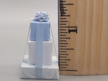 Load image into Gallery viewer, 3 Tier Blue &amp; White Wrapped Presents with Bow - by Cheryl Warder
