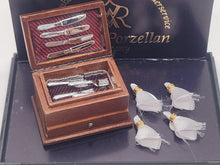 Load image into Gallery viewer, Dollhouse Miniature ~ 1:12 Scale, 5pc Formal Dining Set with Napkins and Silverware Case, by Reutter Porcelain
