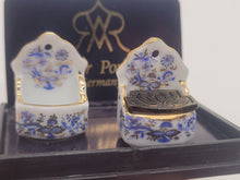 Load image into Gallery viewer, Dollhouse Miniature ~ 1:12 Scale, Salt Cellars with Blue White and Gold
