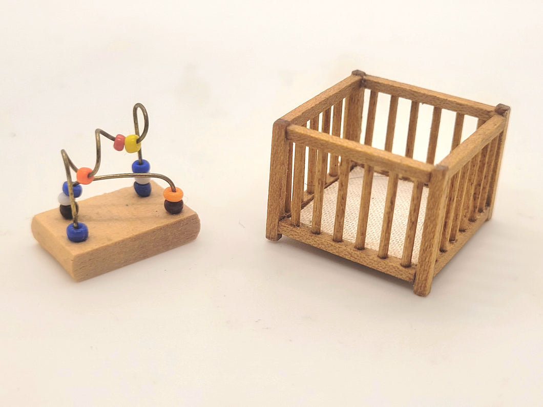 Dollhouse Miniature ~ 1:24 Scale, 2pc Children's Playset - Toy Crib and Bead Rollercoaster – S. Hoeltge