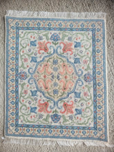 Load image into Gallery viewer, Dollhouse Miniature ~ Petit Point Vintage-Style Accent with Floral Vine Rug - Ursula Sauerberg
