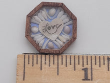 Load image into Gallery viewer, ¾&quot; Sailor&#39;s Valentine - &quot;Love&quot; on Heart Surrounded by Assorted Shells – by Pam Friend
