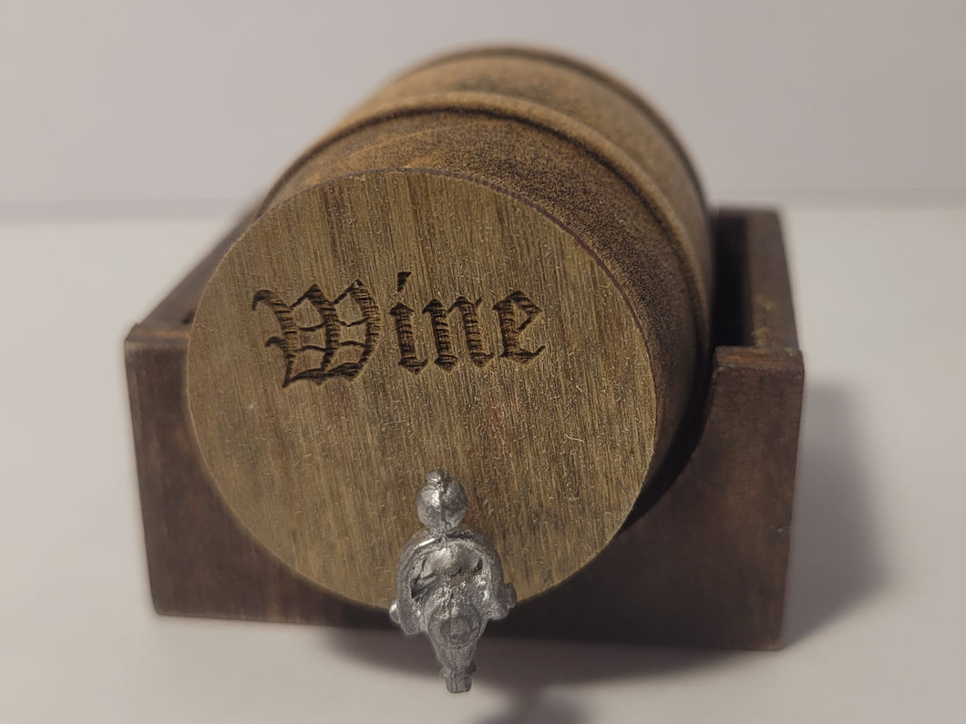 Wine Barrel and Wood Holder