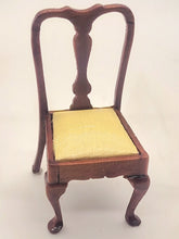 Load image into Gallery viewer, Dollhouse Miniature ~ 1:24 Scale, Mahogany Side Chair with Yellow Fabric Seat
