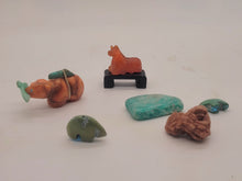 Load image into Gallery viewer, Dollhouse Miniature ~ 1:12 Scale, 6pc Stone Set, Carved Animals, Desert Rose, Mexican Turquoise
