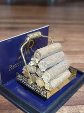 Load image into Gallery viewer, Wooden Logs in a Golden Carrier - Reutter Porcelain
